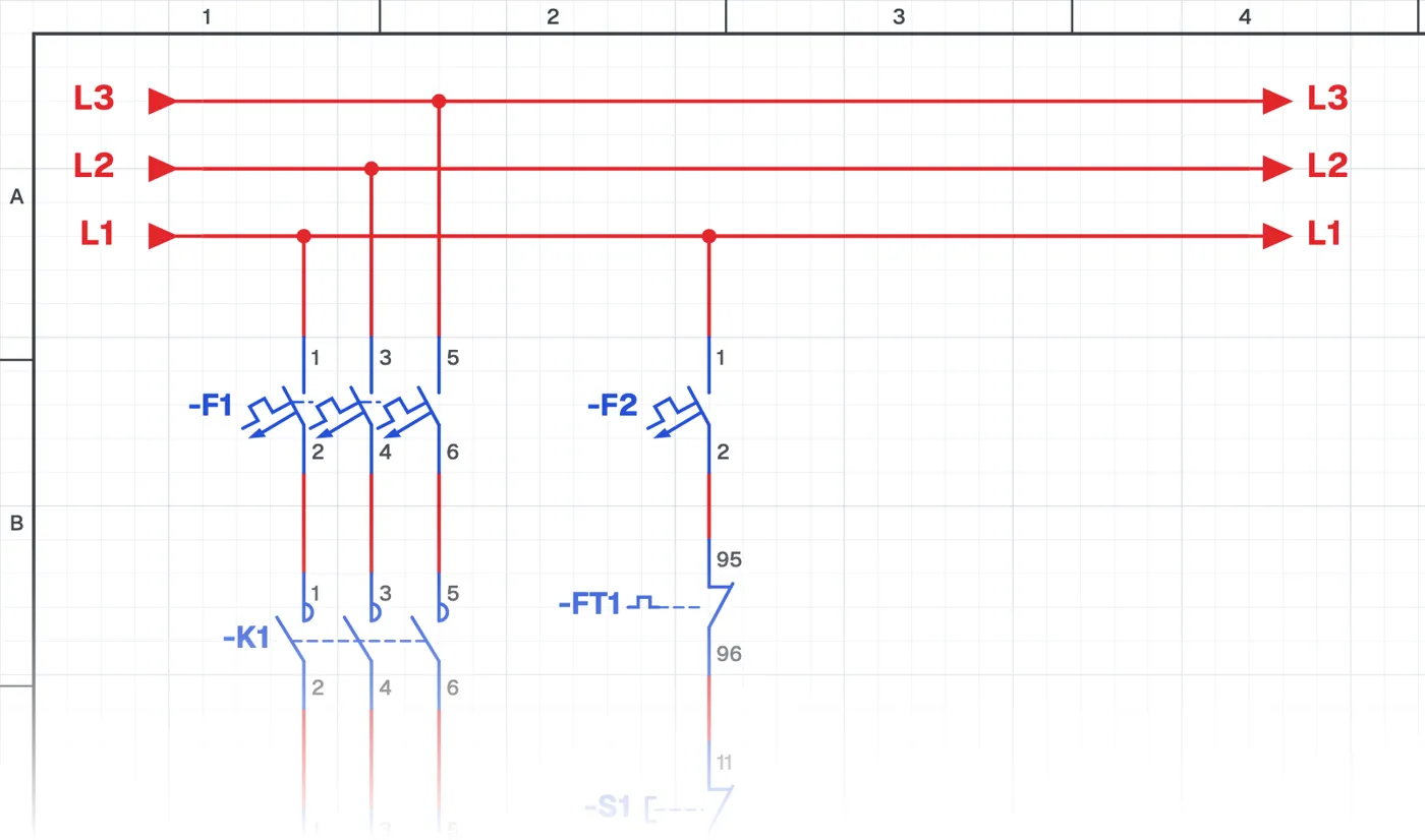 Seal-in Circuit (Continuous Running of an Induction Motor with a Relay) schematic