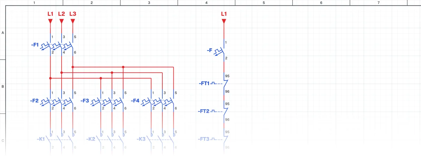 Sequential Induction Motor Starting with Timer Relays schematic