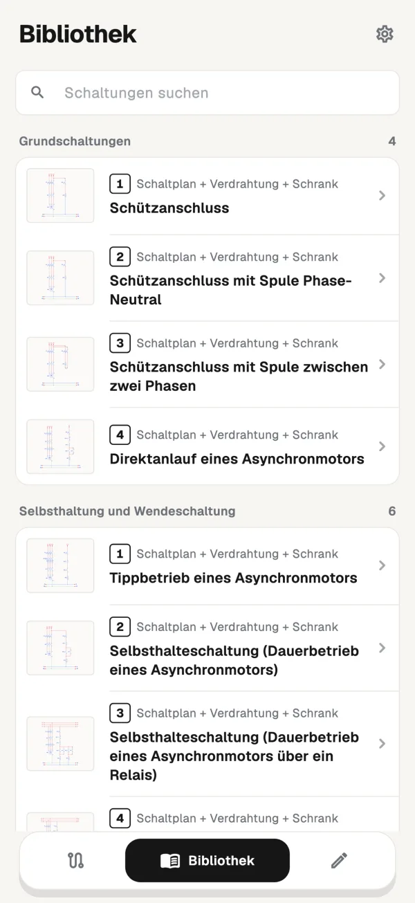 Bibliothek mit fertigen Schaltungen