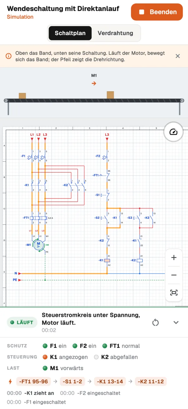 Steuerschaltplan in der Simulation