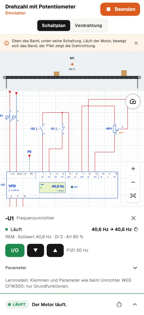 Frequenzumrichter in der Simulation
