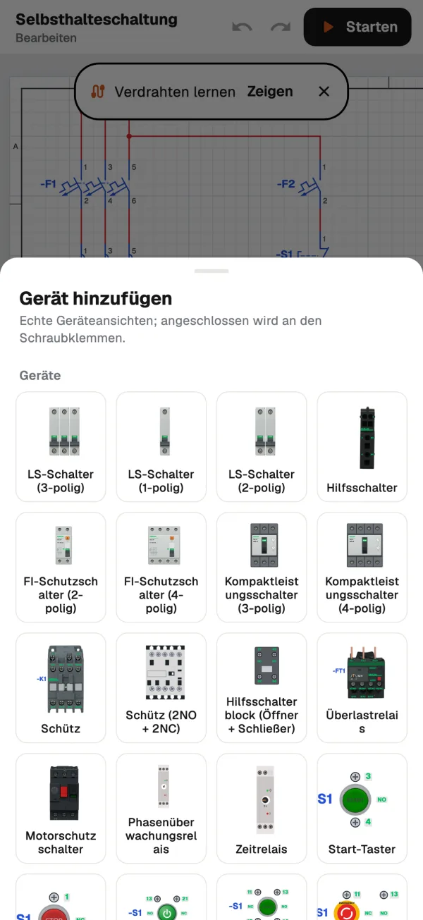 Liste zum Hinzufügen von Geräten