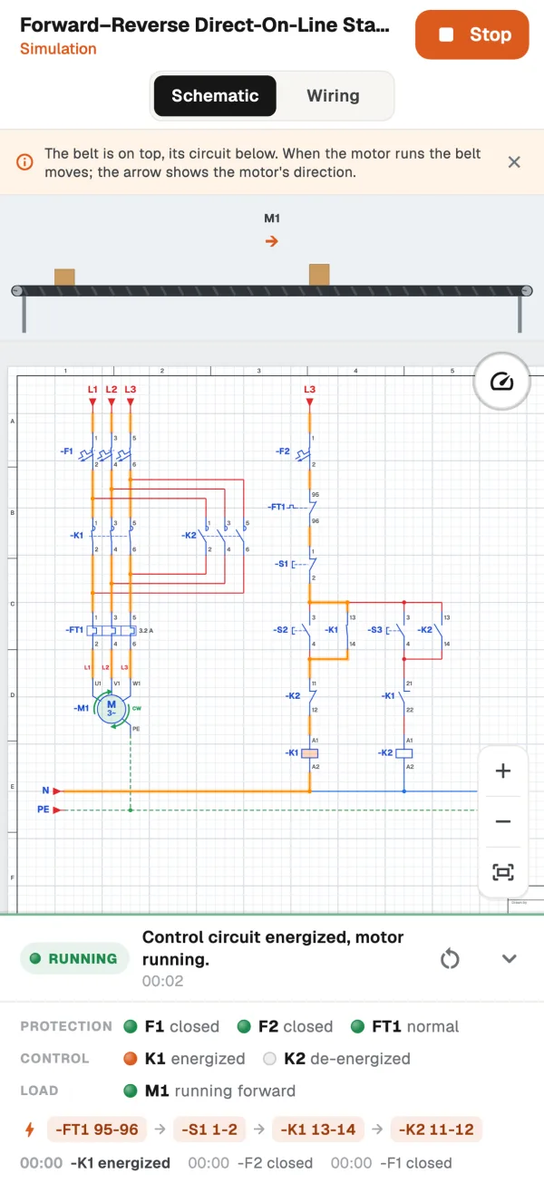 Control schematic in the simulator