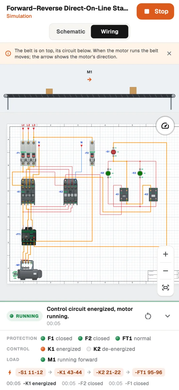 Wiring view with real devices