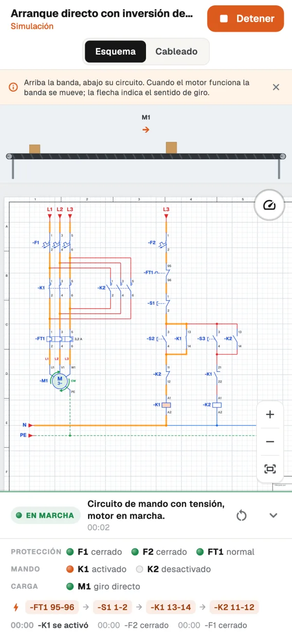 Esquema de mando en la simulación