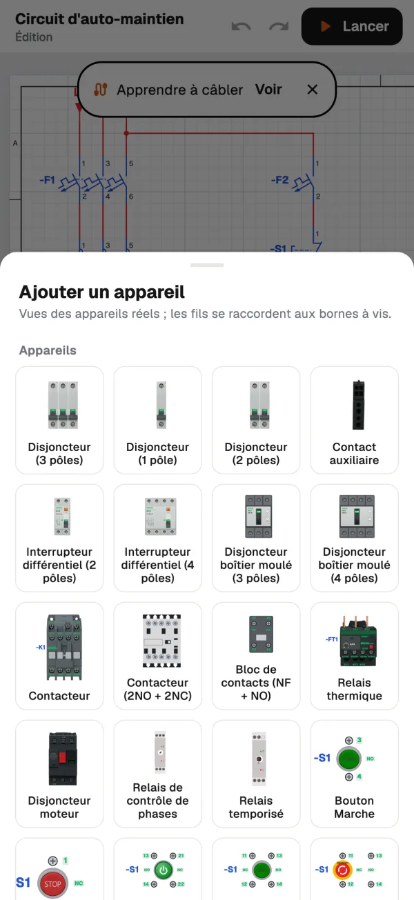 Liste d'ajout d'appareils