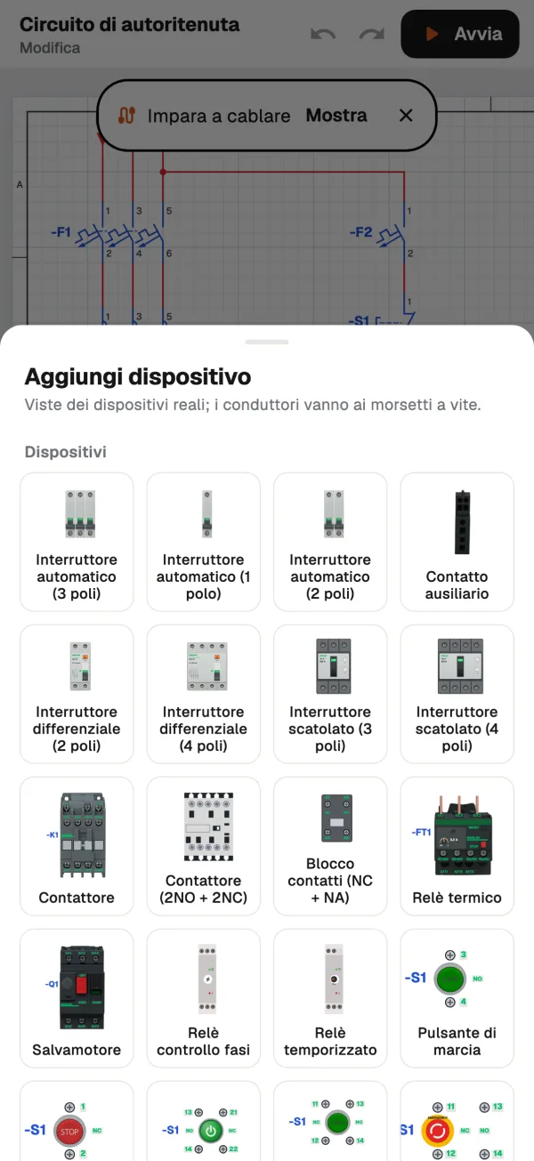 Elenco per aggiungere dispositivi